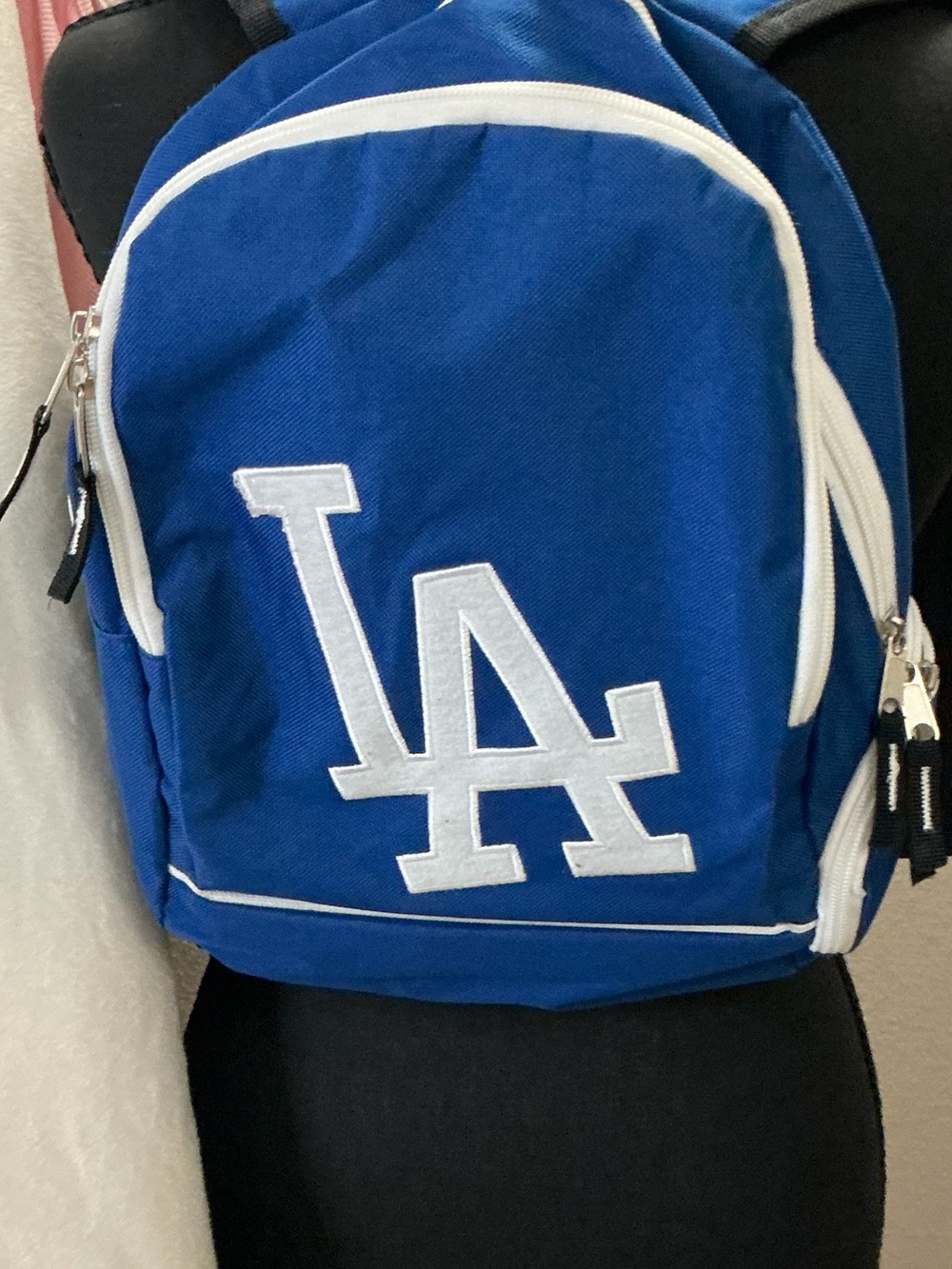 LA Dodgers Mini Backpack Blue Embroidered Logo Multiple Zip Pockets